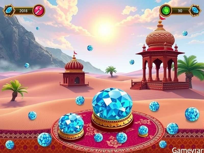 Sapphire Sparkle Quest gameplay showing a Rajasthani desert puzzle with jewel mandalas
